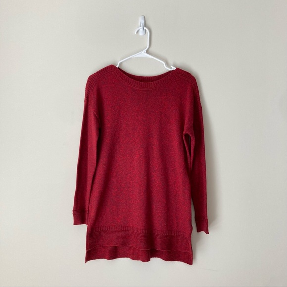 Boat-Neck Tunic Legging sweater in marled red for winter holidays - Picture 2 of 9